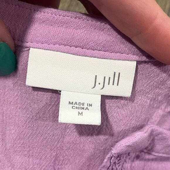 J. Jill Womens Blouse Top 3/4 Sleeve Notch Neck Pullover Cotton Purple Size M - Picture 2 of 4